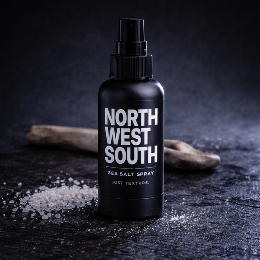 North West South Coast natural sea salt hair spray — 5 ingredients, matte black bottle